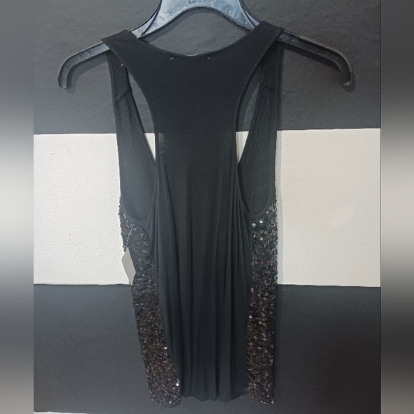 NEW Charlotte Russe Women Black sequined tank tee top - Picture 8 of 10